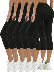 5 Pack Super Soft Capri Pants For Women, No See Through Workout Running Yoga Athletic Capri Leggings