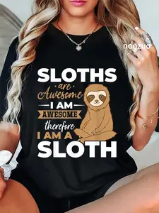 100% Cotton Unisex Sloth Animals - Sloths are Awesome T-Shirt Casual Top