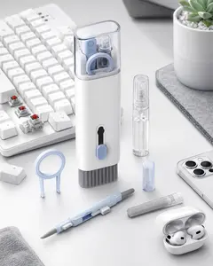 7-in-1 Electronics Cleaning Kit with Keyboard Cleaner Brush, Earbud Cleaning Pen, Screen Cloth, Spray Bottle, and Keycap Puller for Phones, Audio Devices