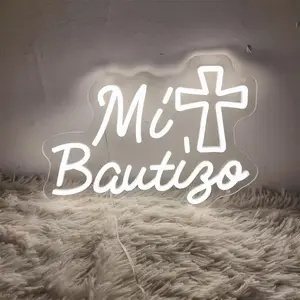 Mi Bautizo Led Sign for Wall Decor,Mi Bautizo Neon Sign,Mi Bautizo sign perfect for Children's Birthday Decoration,Room,Bedroom,Garden,Birthday Party,Christmas,Pub Bar Decoration,Gifts