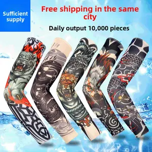 Outdoor Sports Tattoo Oversleeve Flower Arm Tattoo Polyester Sunscreen Sleeves Arm Guard South Korea Cycling Viscose Fiber Oversleeve
