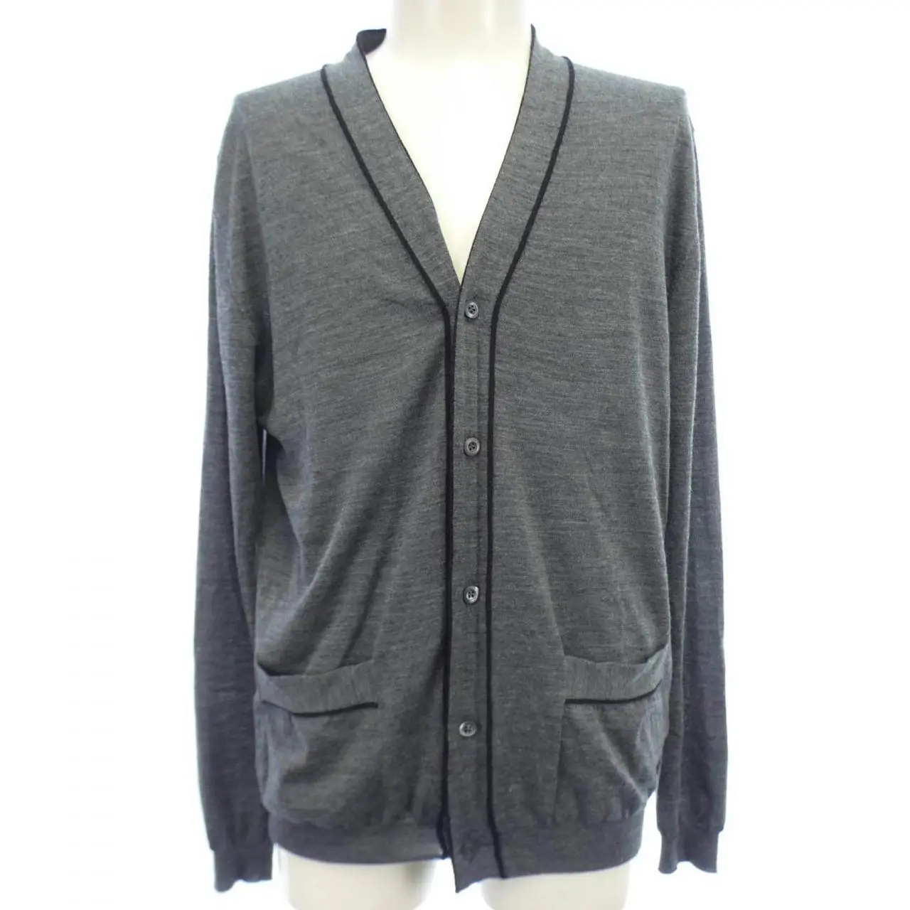 Pre-owned PRADA Wool Small Leather Goods Blend Cardigan