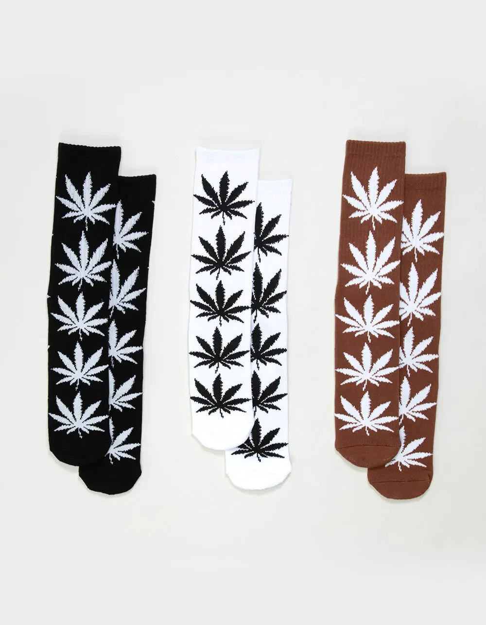 HUF 3 Pack Essentials Plantlife Mens Crew Socks HUF 3 Pack Essentials Plantlife Mens Crew Socks