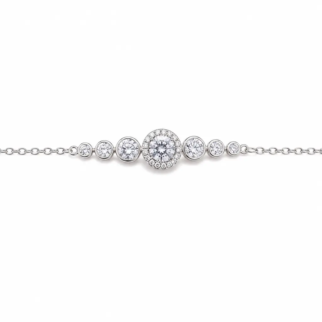 Moissanite Bracelet - 1 ct Polished Silver-Tone Luxury Artificial Gemstone Bracelet, Elegant Versatile Daily Accessory, Ideal Gift for Everyday Styling, Parties, Luxury Artificial Gemstone Bracelets & Anklets