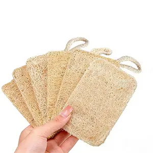Natural Loofah Sponge Scrub Pads, Eco-Friendly Kitchen & Bath Cleaning Set with Hanging Rope, Reusable, Ideal for Dishwashing & Scrubbing, Sponges Scrubbers