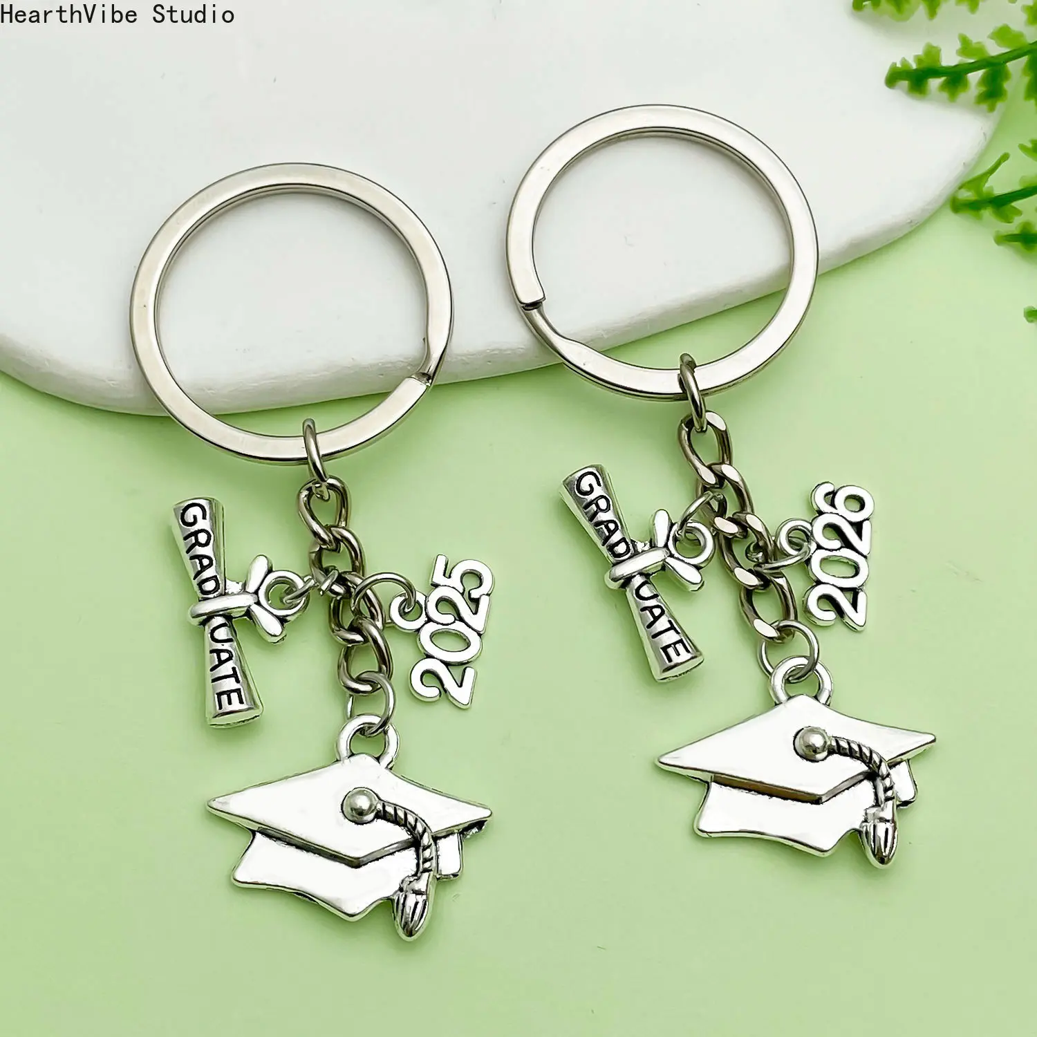 Metal 2025 Keychain - Cap, Book Scroll, Badge Pendant Accessory for Sports & Outdoor Camping Hiking Hammock Enthusiasts, Graduation, Keychain Accessories, Unisex, Metal Keychain