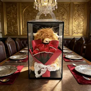 Highland Cow Rose Artificial Flower PVC Beautiful Gift Box, Wedding & Home Decoration Flowers, suitable for Giving to your Girlfriend/Wife on a Date or to Express Love, Valentine's Day Gifts, Birthday Gifts, Bridal Shower Gift, Bridal Favors