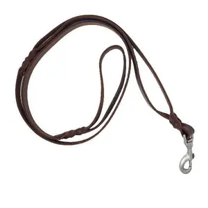 GSS - 6ft x 3/4" Heavy Duty Harness Leather Double-Handled Dog Leash with Stainless-Steel Clasp