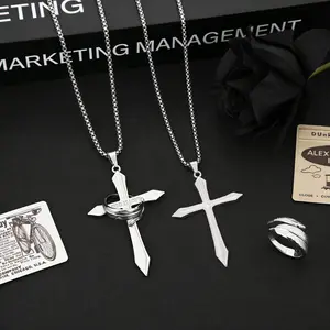 Rotatable Feather Cross Necklace,Cross Pendant Necklace,ElegantChristian Faith Jewelry, Unisex Valentine's Day Gift forHim/Her