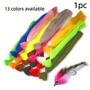 One-piece pack of tight-fitting fiber fly ties, synthetic material, ribbon minnow and barracuda musk bait fishing lures, DIY hook ties, freshwater and saltwater fishing accessories, Artificial Fishing Lure