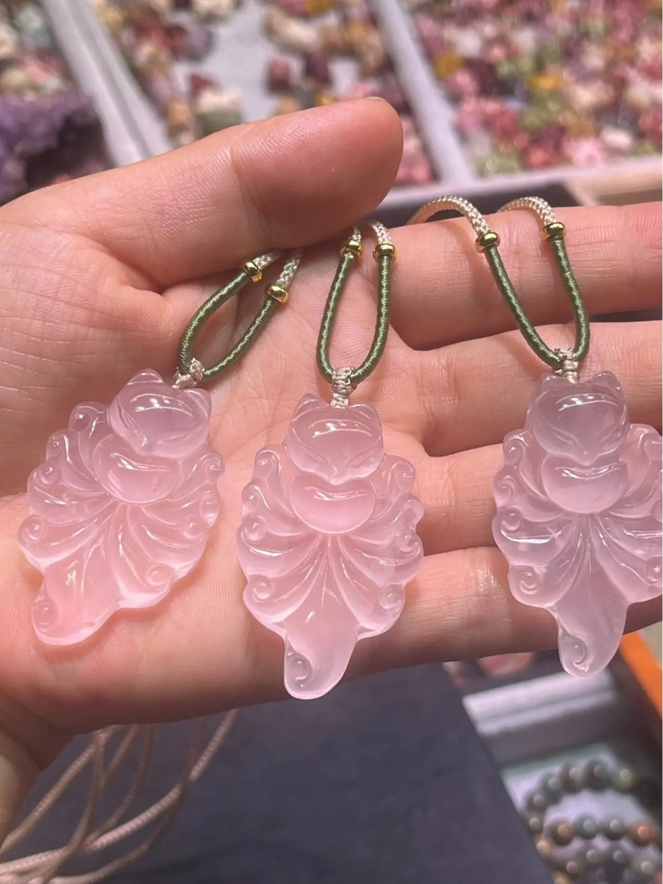 Rose Quartz Nine-Tailed Fox Eastern Guardian Goddess Necklace| Bless Love & Attract True Romance