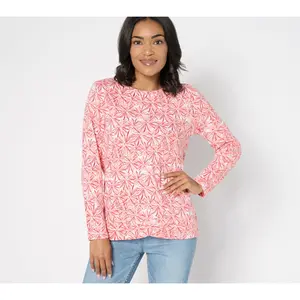 Denim & Co. Active Textured Cotton Pullover with Crossover Hem