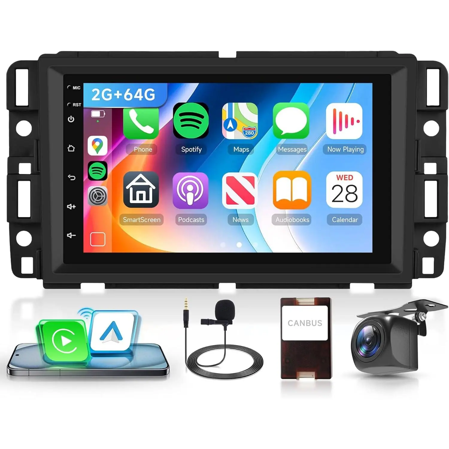 Rimoody 2G+64G Android Touchscreen Head Unit - 7-in for Chevy/GMC Silverado, Sierra, Yukon 2007-2013, Wireless CarPlay, Android Auto, GPS Navigation, WiFi, SWC, Bluetooth, Backup Camera, Wireless Sync, Father's Day Gift
