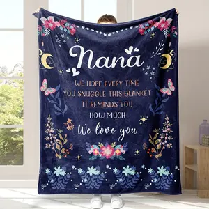 Nana Gifts Traditional-Style Soft Flannel Blanket for Grandma - All Season Cozy Flannel Throw for Couch, Nap, or Chilly Nights - Digital Print Polyester Knitted Multi-Purpose Cover - Ideal for Mother'S Day, Christmas, Birthday Presents