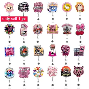 TOOUEE Funny Cute Animals Acrylic Material Badge Reel, Retractable Badge Holder with Alligator Clip for RN, Healthcare, Doctor, Nurse, Teacher, Ideal Gifts for Animal Lovers