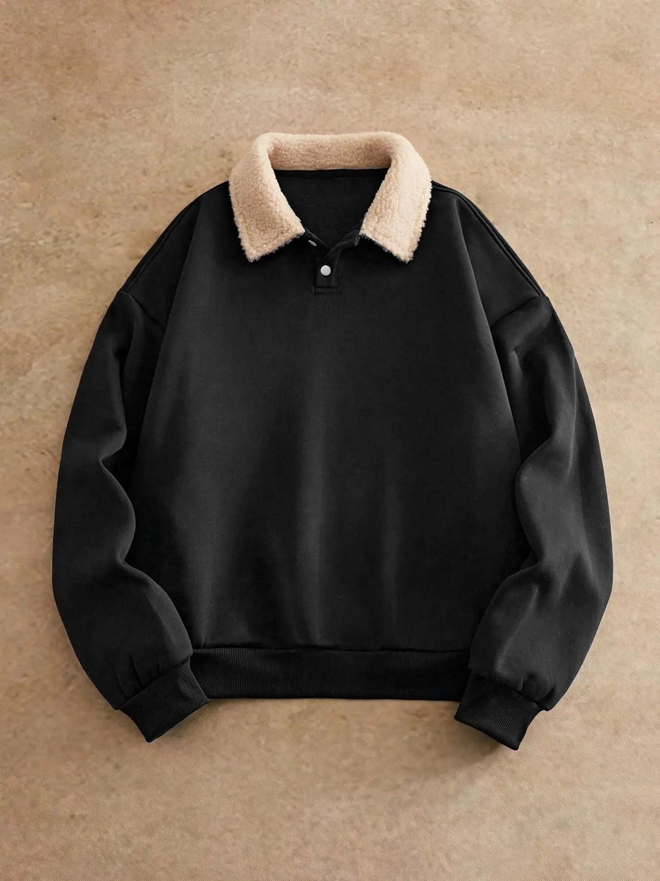 Men's Patchwork Lamb Fleece Hoodie, Colorblock Neck, Fall & Winter Street Style, Casual Fashion, Comfortable Basic Outerwear