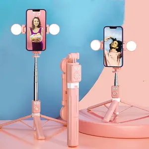 Selfie Stick Tripod with Light, Bluetooth-compatible Remote Control, Adjustable, Ideal for Cellphone, Smartphone Live Streaming, Video Shooting, Travel Photography