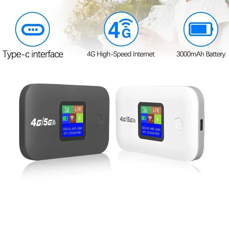 Portable LTE Mobile Hotspot Router  portable wireless hotspot  Travel WiFi Hotspot with SIM Slot 4G 5G Mobile 300Mbps LED Display Stable Connection Supports 10 Devices Outdoor RV