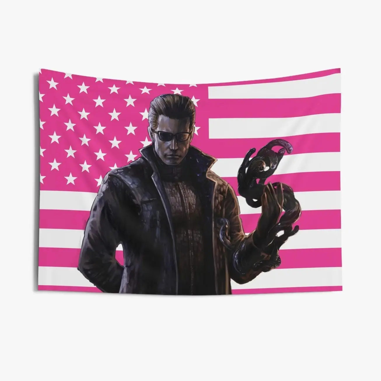 Albert Wesker Indoor Wall Tapestries, Albert Wesker RE9 Pink Flag