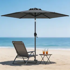 7.5ft Outdoor Patio Market Umbrella, Heavy-Duty, Push Button Tilt, Crank Lift, Sun Proof Shade for Backyard Poolside summervibes