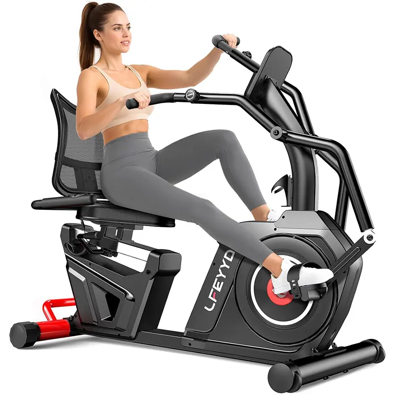 Recumbent Exercise Bike for Home, Stationary Bike with Arm Exerciser, 16-Level Magnetic Resistance, Bluetooth App, LCD Monitor, Heavy-Duty Frame, Low-Impact Cardio & Physical Therapy