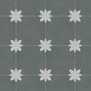 INNO STICKERS 16-Sheet Peel and Stick Floor and Wall Tile for Bathroom Kitchen SPC Vinyl Self Adhesive Flooring Tile 9x9In Gray Flower Encaustic Patterned Groutble Backsplash Tile, 9.12 Sq Ft.