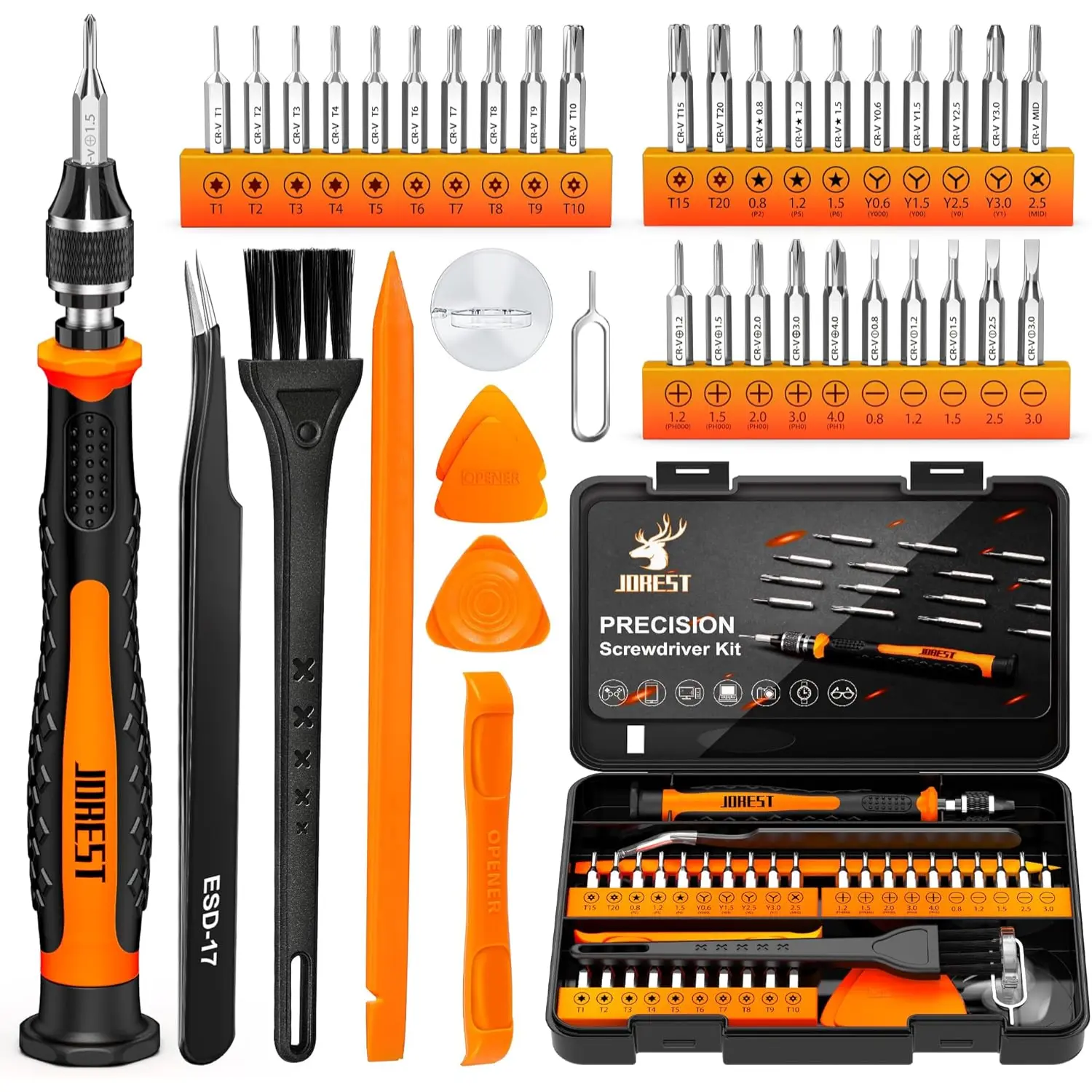JOREST 40Pcs Precision Screwdriver Set Magnetic CR-V Torx Triwing Pentalobe Repair Kit iPhone MacBook Laptop PS5 Xbox Switch Electronics Tool Kit
