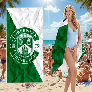 1 Pack Hibernian Edinburgh FC Microfiber Beach Towel Absorbent Drying Towel Quick-Dry Super Absorbent Lightweight Sand-Free Oversized Soft Skin-friendly Towel for Adult Men Women Swimming Beach Vacation Travel Gym Yoga, Pe
