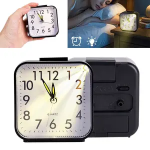 SJPACK Small Travel Alarm Clock Analog Battery Operated Silent With Light No Ticking