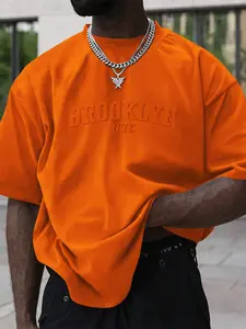 Men's Round Neck T-Shirt with Letter Print, Casual Summer Loose Fitted Short Sleeve Top, Simple Style for Daily Wear