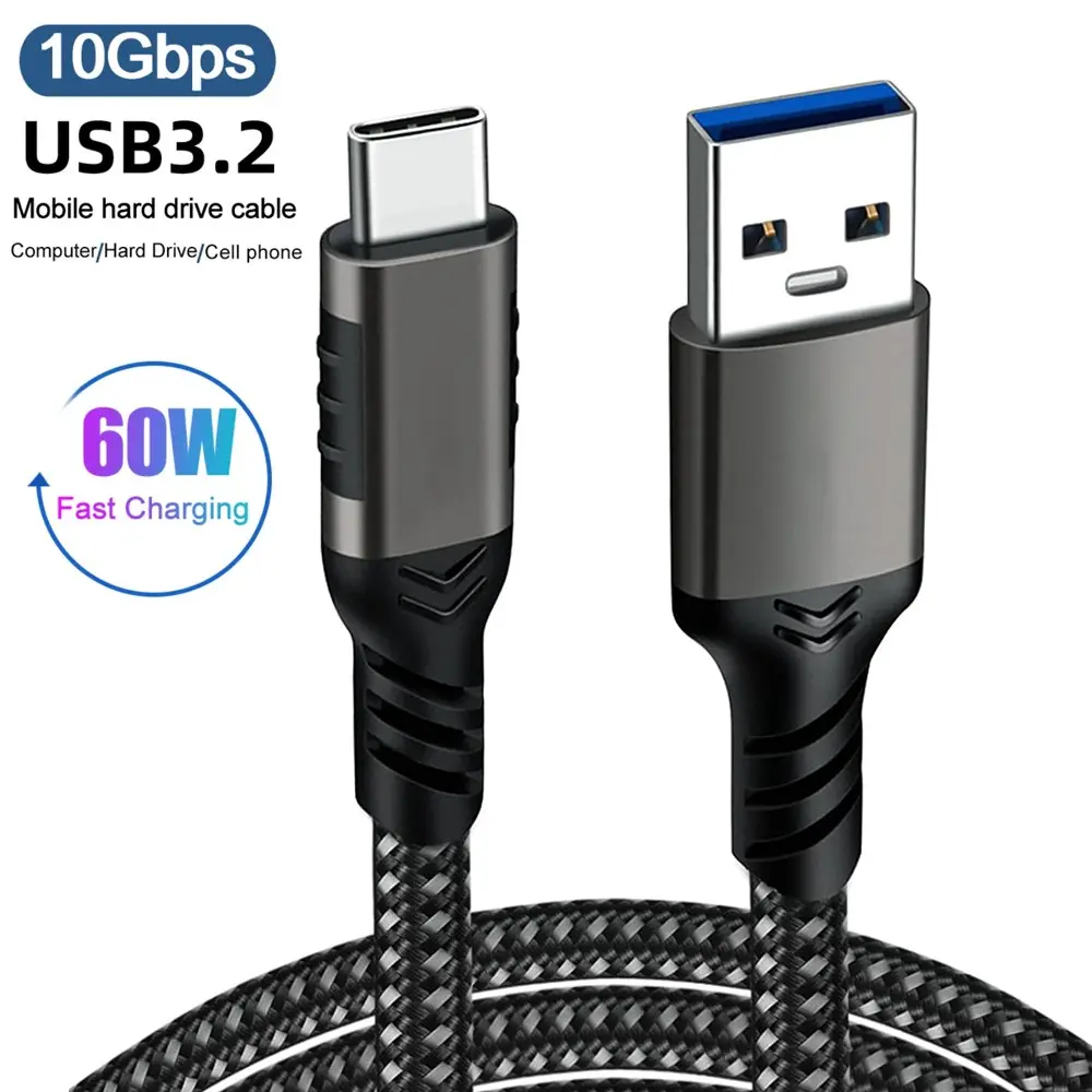 USB A to USB C Cable 1.65FT/3.3FT/6.6FT/10FT, 0.5M/1M/2M/3M USB 3.1/3.2 Cord 10Gbps Data Transfer and 60W 3A Fast Charging Cable for Android Smartphones, Cellphone, Auto Galaxy S22 S21 External SSD and Other USB to Type C Device Portable Electronic