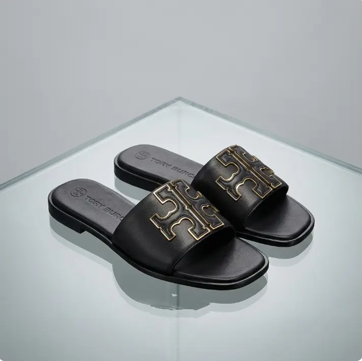 Double T Leather Slide Sandals Women's Fashion Flat Slip On Shoes