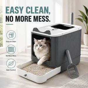 EcoJoy Drawer Cat Litter Box – Fully Enclosed High-Sided Anti-Tracking Toilet, Easy-Clean Odor Control, Spacious Design for Any Home & Apartment