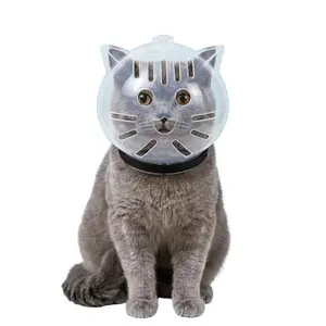 Cat anti-bite space capsule headgear, adjustable grooming cat headgear. Suitable for trimming nails, hair, and deworming, it is an Elizabethan collar that provides protection for stressed cats by preventing biting and licking, Supplies Training Tools