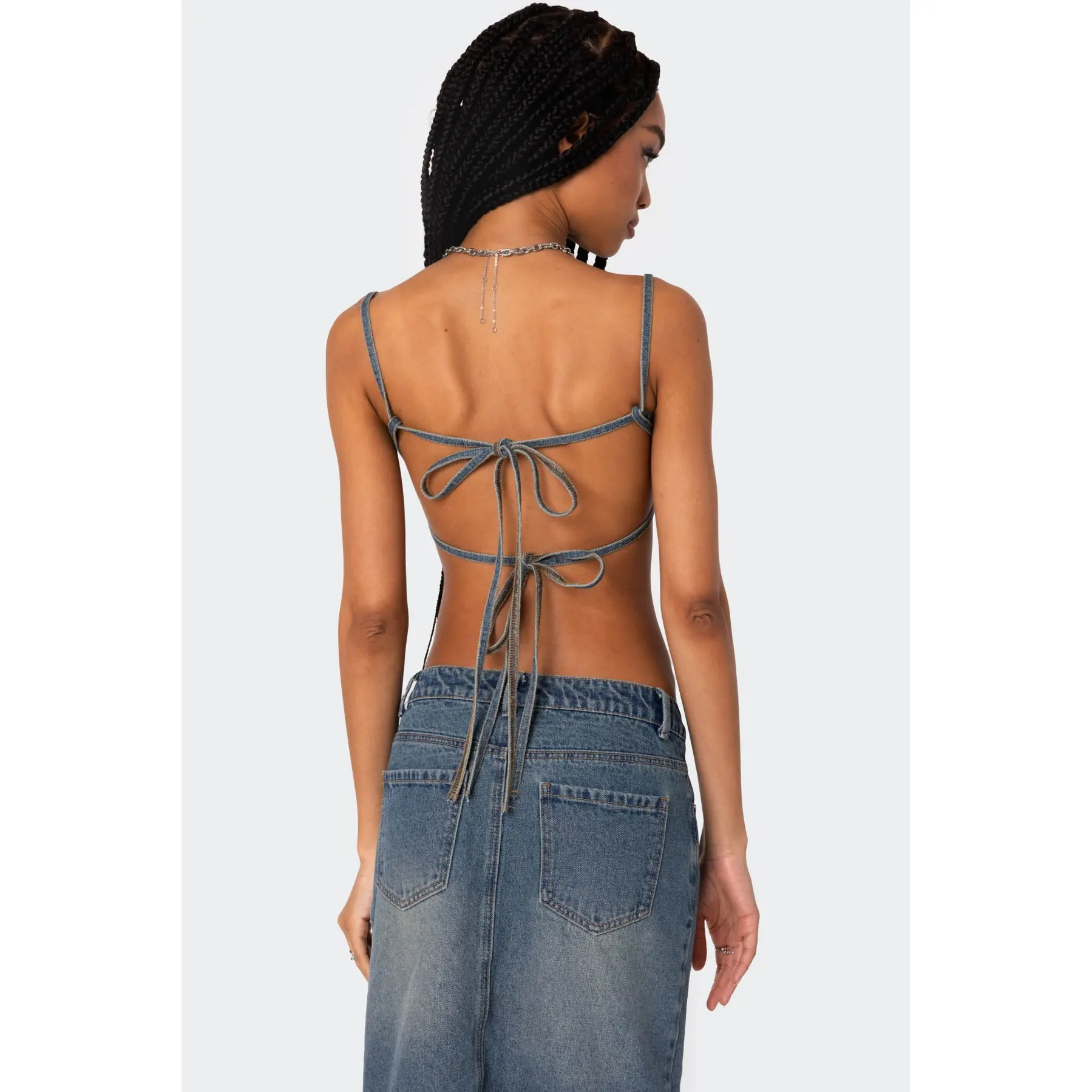Lassy Washed Denim Bralette Lassy Washed Denim Bralette