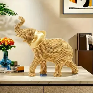 Elegant Elephant Figurine, Resin Animal Sculptures, Wealth and Good Luck Symbol, Living Room TV Cabinet Decor, Office Desktop Ornament, Business Gift