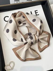 Women's Polka Dot Satin Scarf, Double-Layer Square Neck Scarf, Versatile Head Wrap, Waist Belt & Purse Accessory, Perfect Valentine's Day Gift