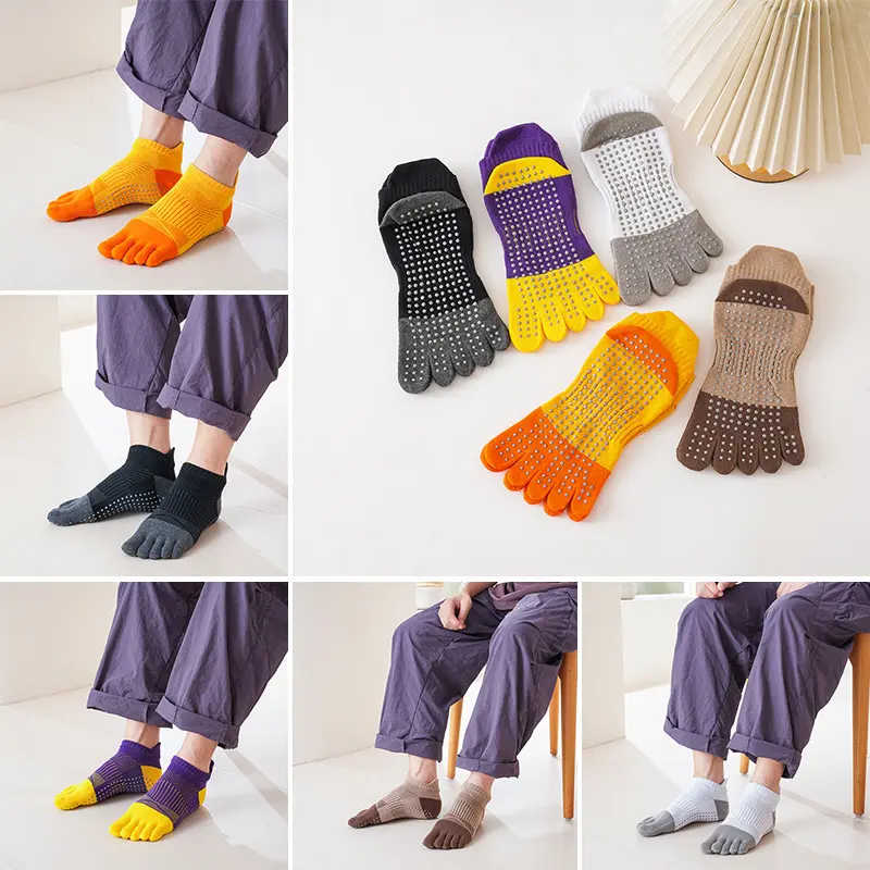 Men's non-slip yoga socks short tube, men's color sports large size women's Pilates socks