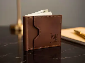 Men's Slim Folding Leather Wallet – RFID Blocking Bifold Purse with Card Holder & Cash Pocket