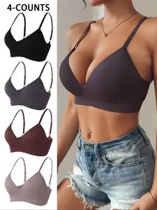 Women's Solid Wireless Bra, Soft Comfortable Breathable Seamless Bra, Women's Lingerie for All Seasons, Soft Comfy Bra, Womenswear