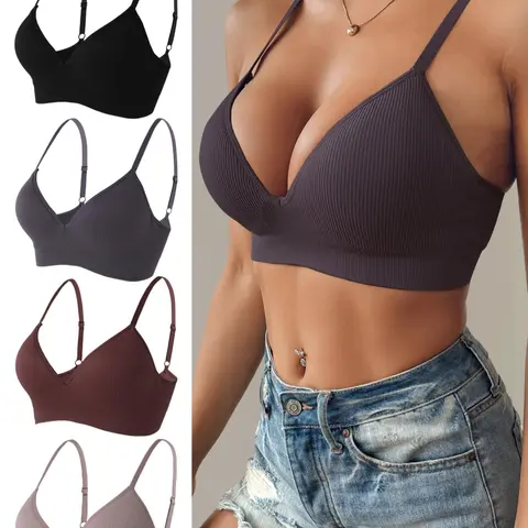 Women's Solid Wireless Bra, Minimalist Breathable Bra, Non Underwire, Soft Comfortable Breathable Seamless Bra, Women's Lingerie for All Seasons, Soft Comfy Bra, Casual Comfy Bra, Everyday Essential Bra, Casual Minimalist Bras, Womenswear