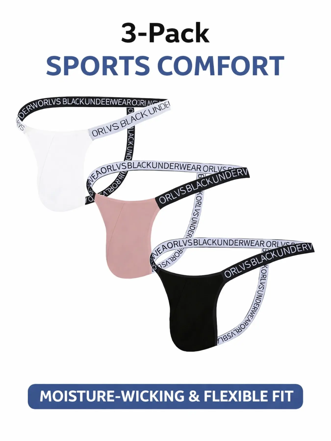 Men's Jockstrap Underwear, Breathable Undergarments Athletic Sportswear Design, Low Rise Fit, Ultra-Thin Waistband, Available in Packs of 1 & 3
