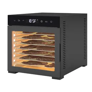 Food Dehydrator Machine, 500W Jerky Dehydrators with 8 Stainless Steel Large Trays, 185°F Temperature Control & 24H Timer Food Dryer for Fruit Meat Herb Dog Treats