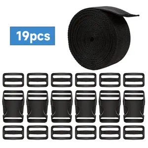 19 piece backpack buckle and strap set, multifunctional webbing hardware accessories, used for homemade backpacks, outdoor equipment repair, camping bags