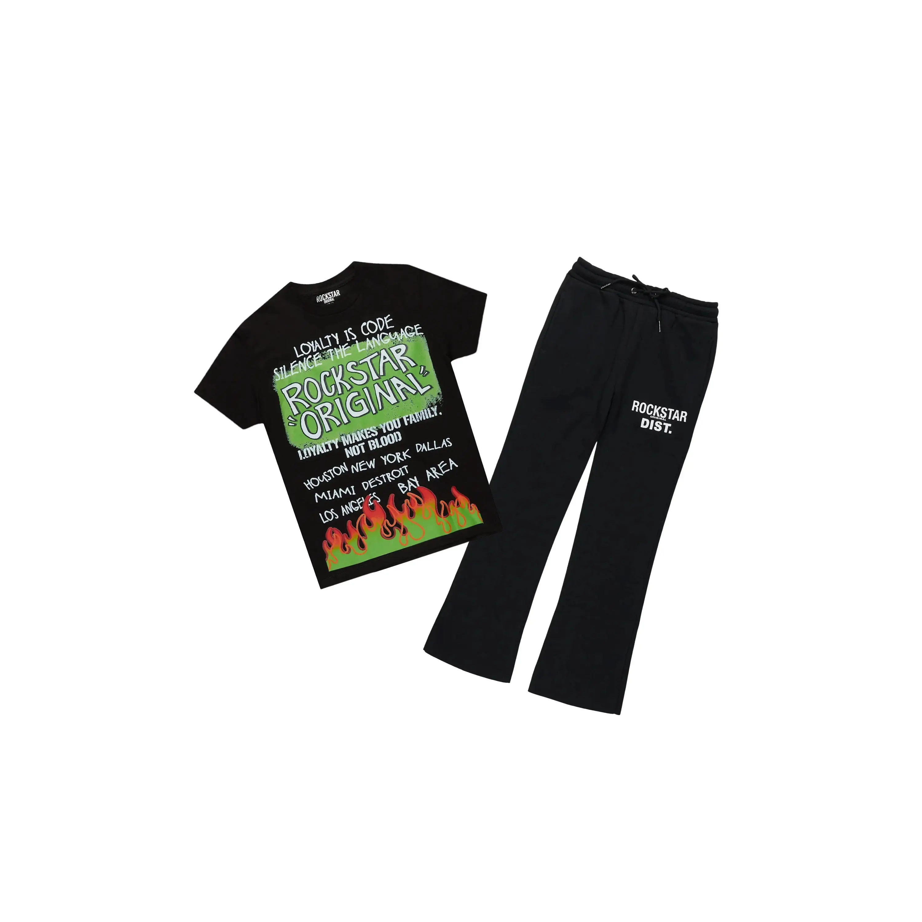 Boys Albeno Black T-Shirt Pant Set