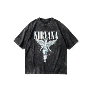 Nirvanas In Utero Splatter Angel Graphic Tee Cotton Shirt Unisex Couple Matching Boyfriend Style Acid Washed Distressed Grunge 90s Rock Summer Outfits Graphic Tees Men Oversized T Shirt Summer Clothes Men Fall Clothes