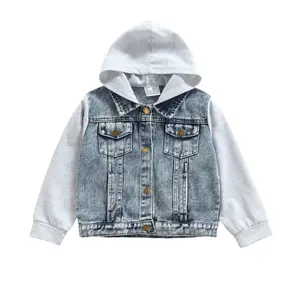 Toddler Baby Boy Girl Denim Jacket Hoodie Long Sleeve Button Down Shirts Coats Outerwear Shacket Cardigan Top