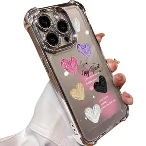 Colorful hearts Phone Case, for IPhone 16 15 14  13 12 11 All Series, Shockproof Soft Cover, Anti-scratch Mobile Phone Protective Shell Cellphone Smartphone