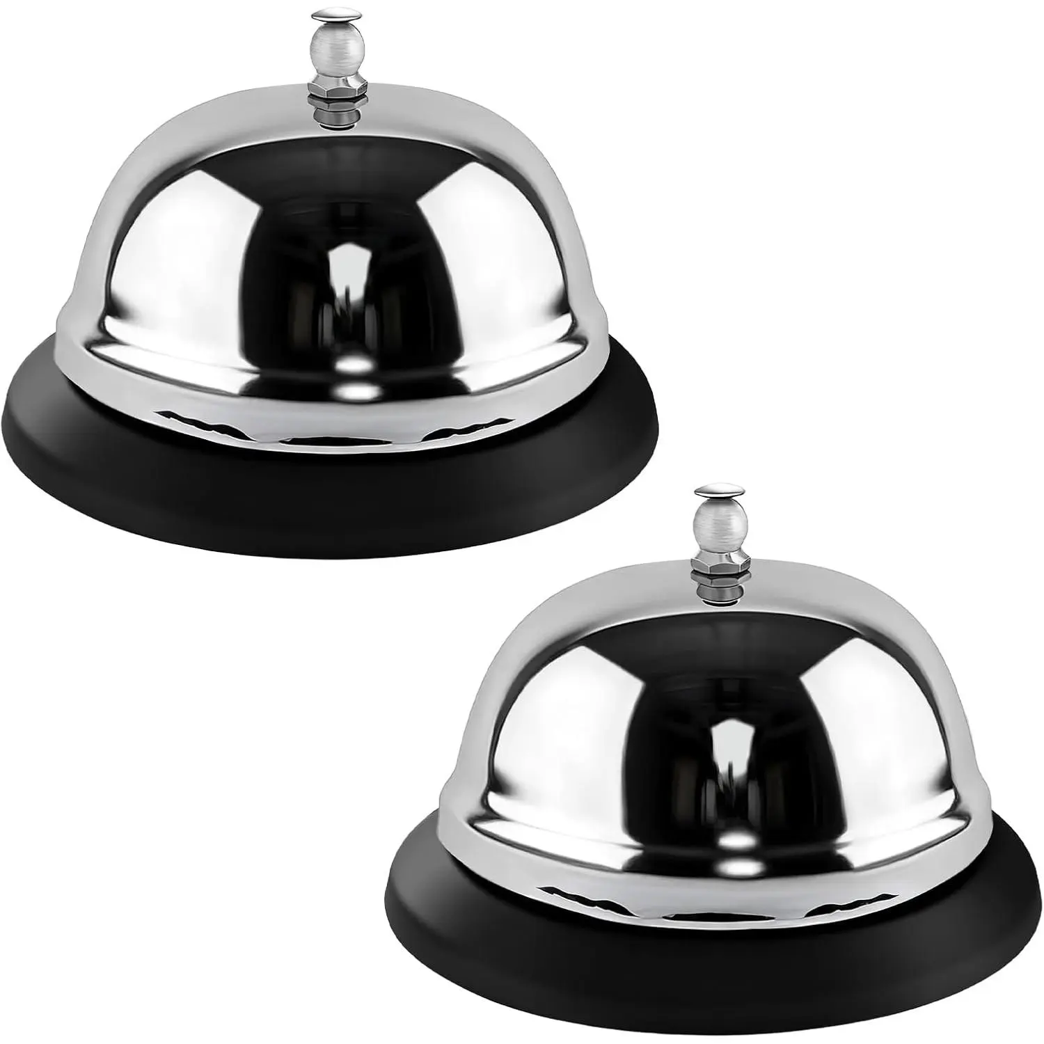 Call Bell for Desk - 2 Pack 3.3 Inch Service Bell, Gleaming  Anti-Rust Metal Construction for Hotel Counter/Office Reception, School Restaurant  Warehouse Use