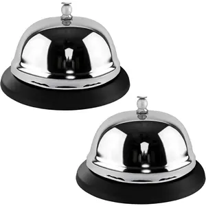 Call Bell for Desk - 2 Pack 3.3 Inch Service Bell, Gleaming  Anti-Rust Metal Construction for Hotel Counter/Office Reception, School Restaurant  Warehouse Use